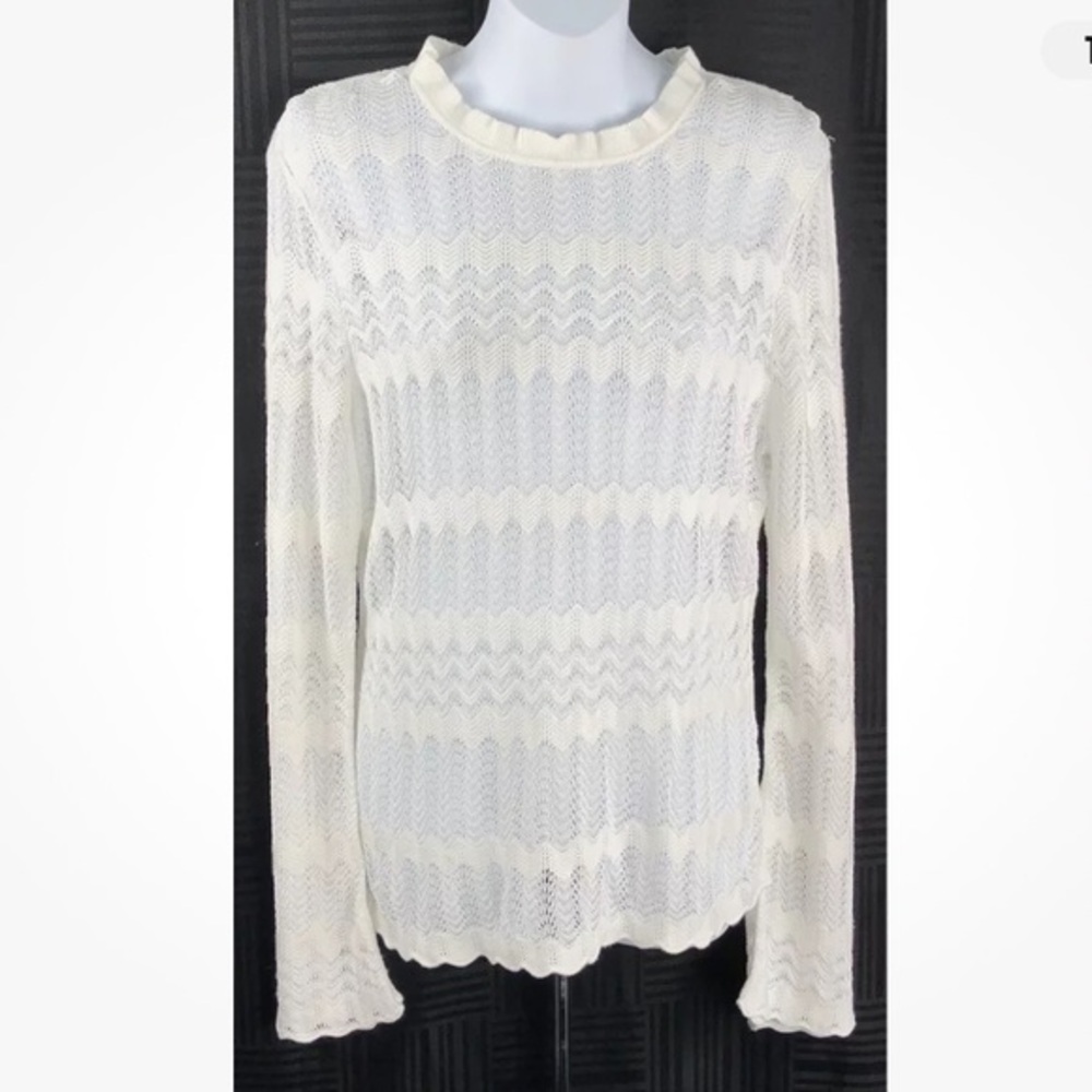🟠NWT NEW YORK & COMPANY Soho Crochet Sweater in Ivory MEDIUM